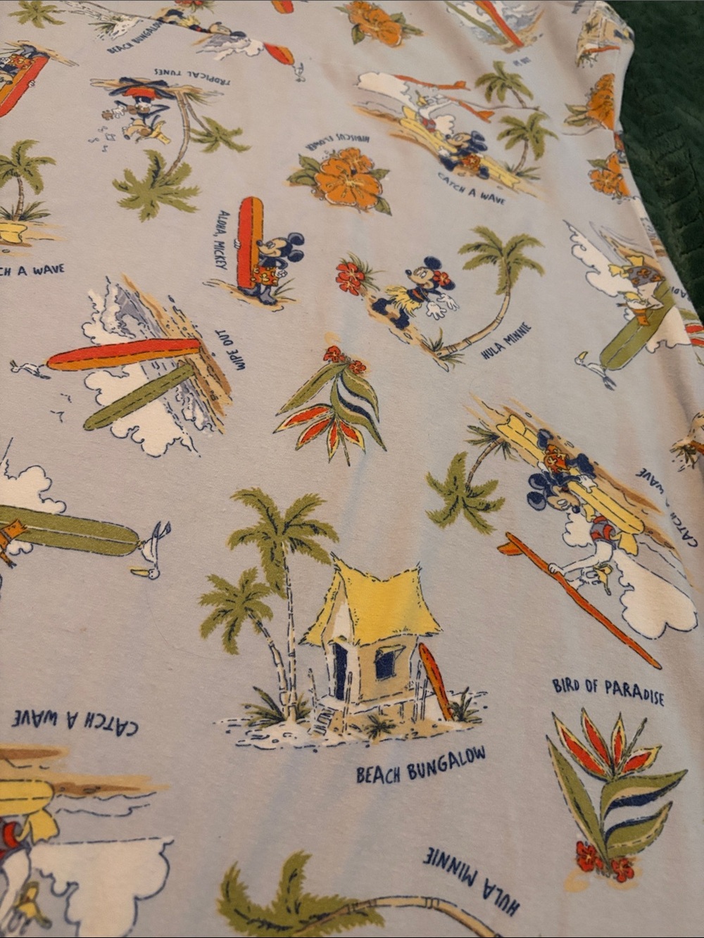Y2K Vintage Disney Hawaiian Midi Dress Blue Gray Resort Wear Line Retro Large - Picture 5 of 8